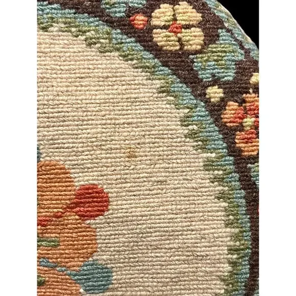 Vintage Wool Needlepoint Chair Cushions-Handmade Athens Greece-Set of 4 Pad-Boho